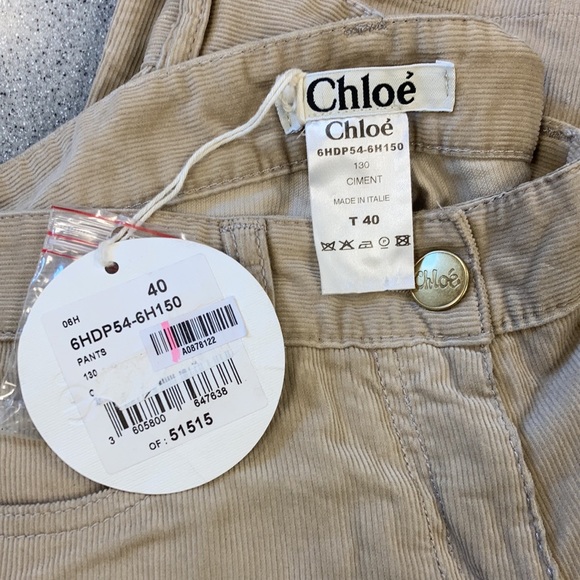 CHLOE Vintage NWT Sz 40 SUPER RARE pinwale tan corduroys with split hem BOHO - Picture 6 of 10
